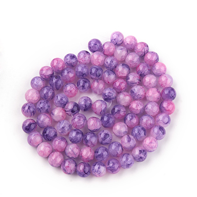 Baking Paint Crackle Glass Bead Strands DGLA-Q023-6mm-YS69-1