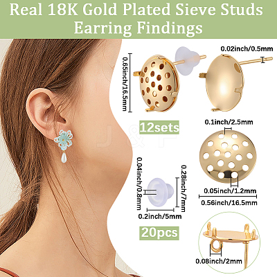 Brass Studs Earring Findings KK-BBC0019-01G-03-1