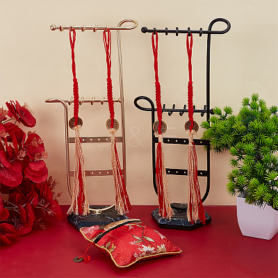 4Pcs 4 Styles Macrame Cotton Cord Hanging Ornaments HJEW-OC00276-1
