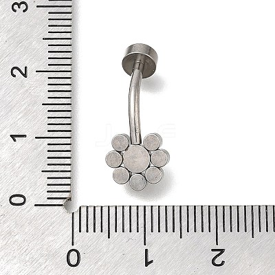 304 Stainless Steel Clear Cubic Zirconia Curved Barbell Belly Button Rings AJEW-D306-03P-06-1