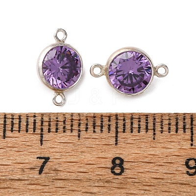 925 Streling Silver Pave Cubic Zirconia Birthstone Connector Charms STER-NH0001-80P-11-1