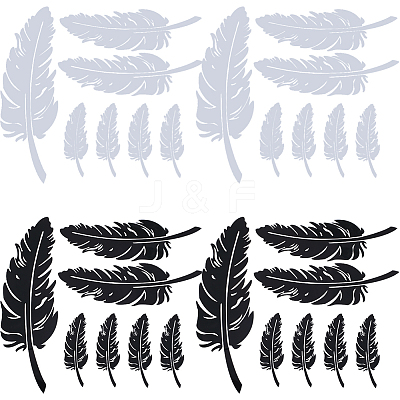 4 Sheets 2 Colors Plastic Feather Waterproof Car Stickers DIY-GF0008-98-1