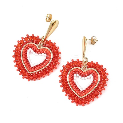 Glass Seed Bead Dangle Earrings EJEW-MZ00768-02-1