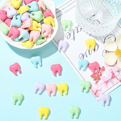 60Pcs 6 Colors Opaque Resin Cabochons RESI-CJZ0001-01-1