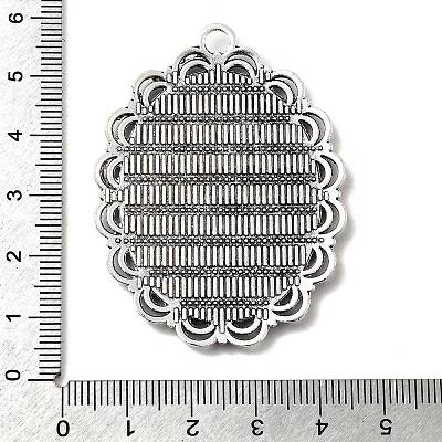 Tibetan Style Antique Silver Alloy Flat Oval Pendant Cabochon Settings LS-TIBEP-M022-58AS-1