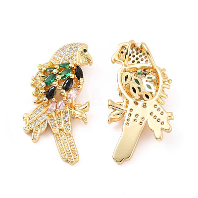 Rack Plating Brass Micro Pave Cubic Zirconia Pendants ZIRC-C035-01G-01-1