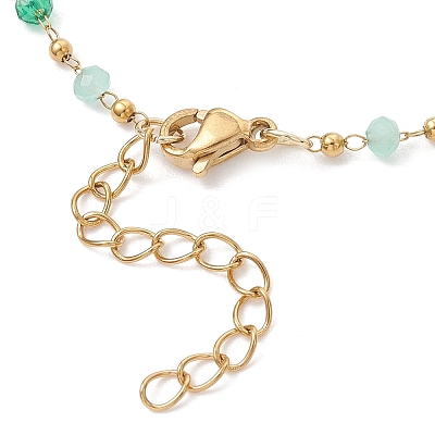 Handmade 304 Stainless Steel and Faceted Rondelle Glass Beaded Chain Bracelet Making AJEW-JB01476-01-1