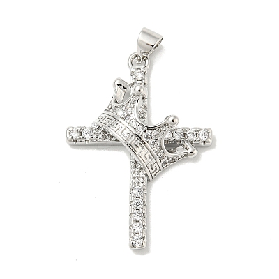Rack Plating Brass Micro Pave Cubic Zirconia Pendants KK-F869-10P-1