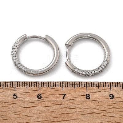 Brass Micro Pave Cubic Zirconia Huggie Hoop Earrings EJEW-K083-36P-B-1
