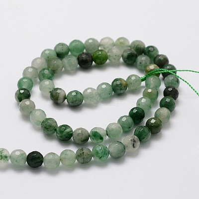 Faceted Round Natural Chrysoprase Bead Strands G-L437-07-6mm-1