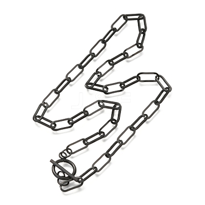Unisex 304 Stainless Steel Paperclip Chain Necklaces NJEW-H215-02EB-1