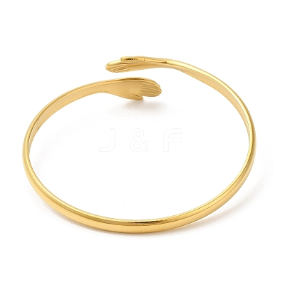 Ion Plating(IP) 304 Stainless Steel Double Hands Hug Open Cuff Bangle BJEW-L682-003G-1