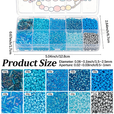 100G 10 Styles Glass Seed Beads SEED-PA0001-45-1