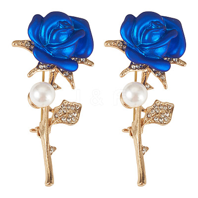 2Pcs Valentine's Day Rose Zinc Alloy Crystal Rhinestone Brooches JEWB-TADJ0001-02A-1