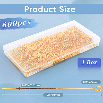 600Pcs Brass Eye Pin KK-SP0001-69D-G-1