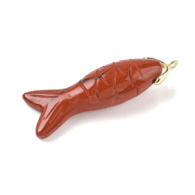 Natural Red Jasper Carved Pendants G-P599-08G-05-1