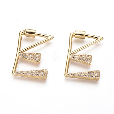 Brass Micro Pave Cubic Zirconia Screw Carabiner Lock Charms KK-I033-01G-E-1