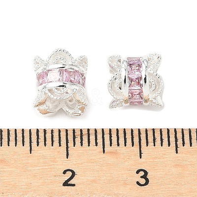 Brass Micro Pave Cubic Zirconia European Beads KK-A254-26S-02-1