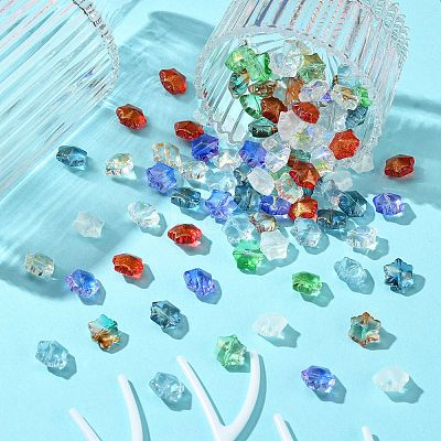 100Pcs 9 Colors Transparent Glass Beads GLAA-CJ0002-53-1