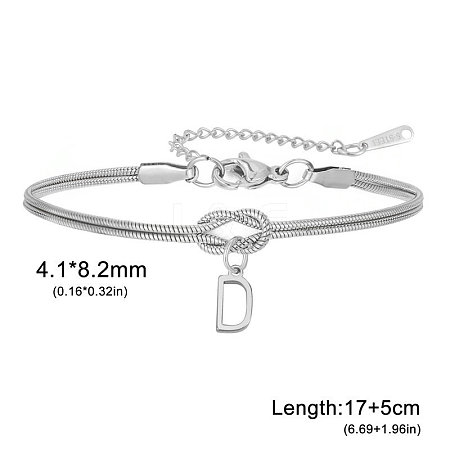 304 Stainless Steel Initial Charm Bracelets FS-WGD8E41-13-1