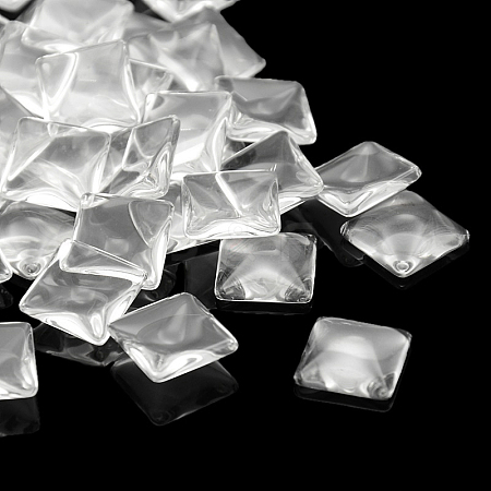 Transparent Clear Glass Square Cabochons X-GGLA-A001-20mm-1