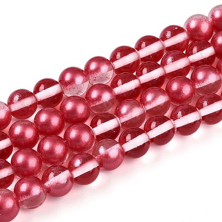 Baking Paint Transparent Glass Beads Strands DGLA-N011-8mm-06-1