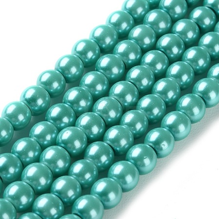 Baking Painted Pearlized Glass Pearl Round Bead Strands HY-XCP0001-18-1