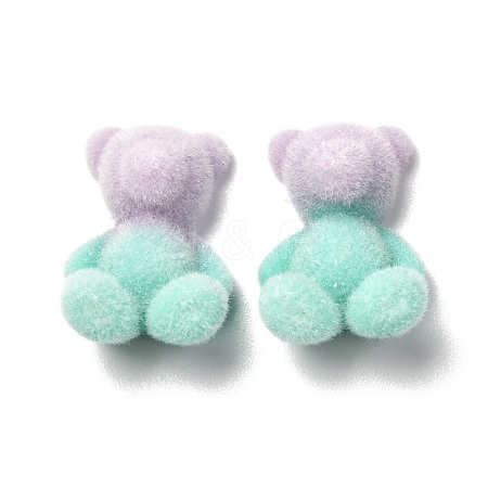 Two Tone Flocky Resin Cabochons RESI-F026-01B-1