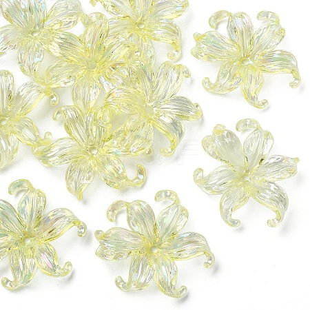 10Pcs UV Plating Iridescent Plastic Beads Caps FIND-YW0007-94A-1