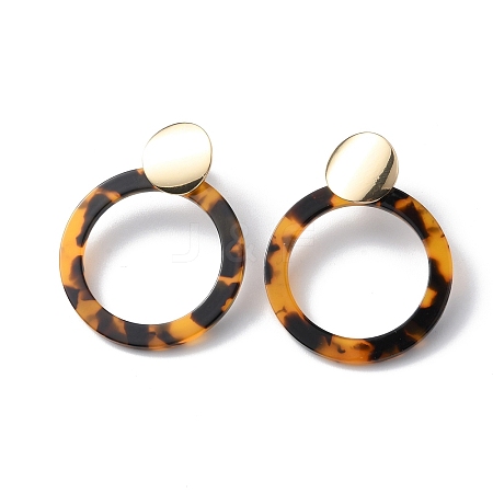 Acrylic Big Circle Ring Stud Earrings with Iron Pins for Women EJEW-WH0017-02P-1