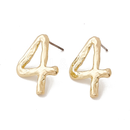 Brass Number Stud Earrings with 925 Sterling Silver Pins for Women EJEW-A077-01D-1