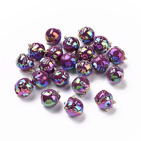UV Plating Rainbow Iridescent Acrylic Beads OACR-A018-03C-1