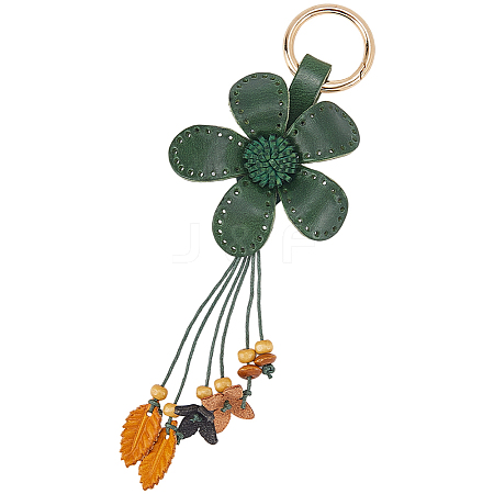 Leather and Alloy Keychain HJEW-WH20022-04B-10-1