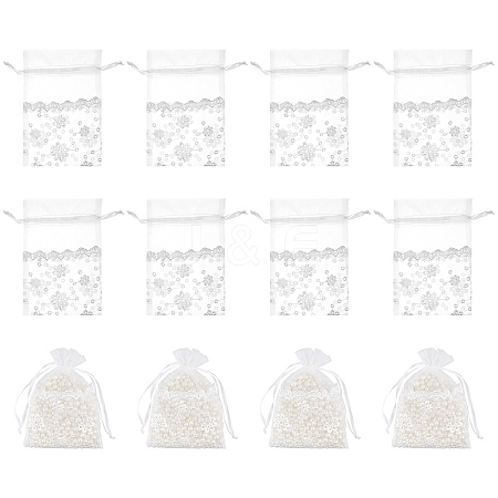 Lace Organza Drawstring Gift Bags OP-WH0009-05-1