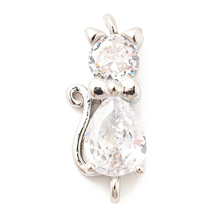 Brass Micro Pave Cubic Zirconia Kitten Links Connectors ZIRC-G157-50P-1