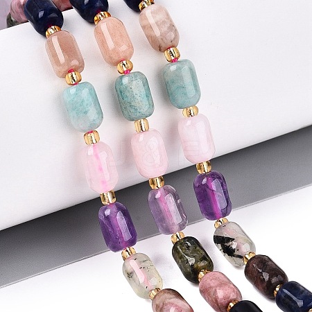 Natural Sodalite & Rhodonite & Prehnite & Amethyst & Rose Quartz & Flower Amazonite & Sunstone Beads Strands G-Q614-02A-02-1