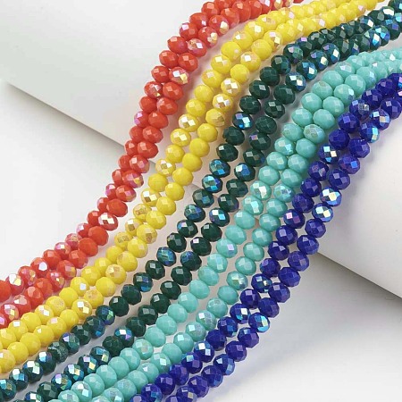 Electroplate Opaque Solid Color Glass Beads Strands EGLA-A034-P6mm-L-1