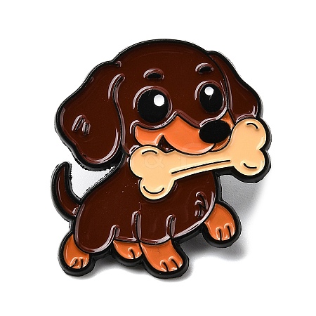 Dachsies Biting Bone Enamel Pins JEWB-I055-04EB-09-1