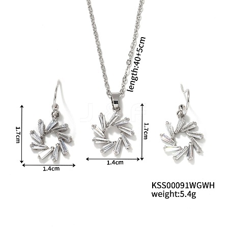Simple and Elegant Flower Brass Rhinestones Earrings and Necklace Set for Women KU5876-1