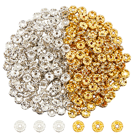 HOBBIESAY 320Pcs 2 Colors Iron Rhinestone Spacer Beads FIND-HY0002-95-1