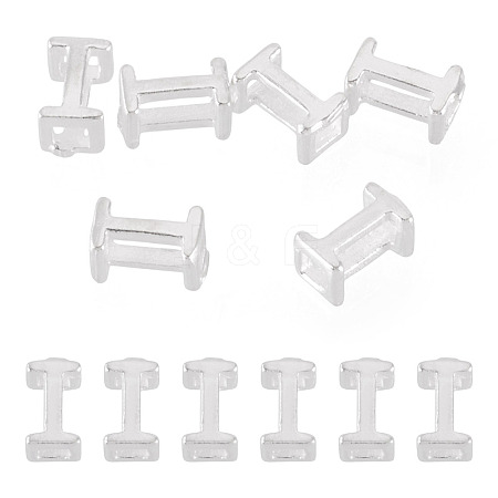6Pcs 925 Sterling Silver Hollow Initial Beads STER-TA0001-53I-1