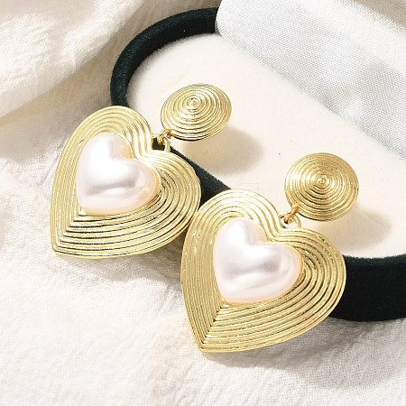 Rack Plating Heart Brass Dangle Stud Earrings EJEW-H143-16G-1