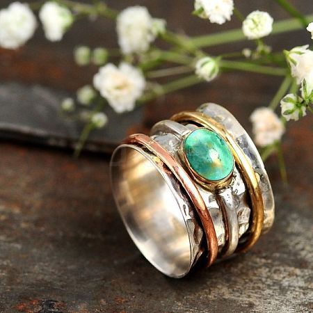 Retro Alloy Turquoise Finger Rings FS-WG5E832-01-1