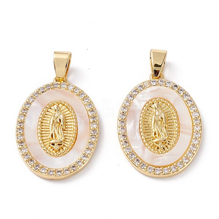 Brass Micro Pave Clear Cubic Zirconia Pendants ZIRC-M116-23G-1