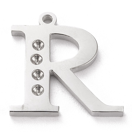 Tarnish Resistant 304 Stainless Steel Letter Pendant Rhinestone Settings LS-STAS-J028-01R-1