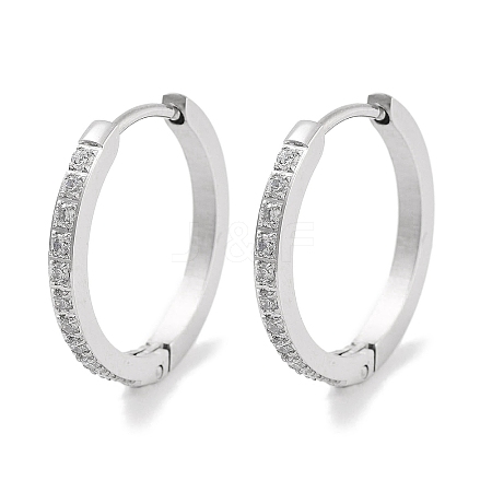 304 Stainless Steel Micro Pave Clear Cubic Zirconia Huggie Hoop Earrings EJEW-C096-01G-P-1
