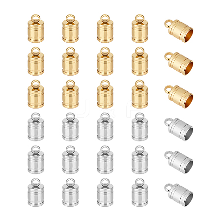 30Pcs 2 Colors 201 Stainless Steel Cord Ends STAS-UN0055-46-1