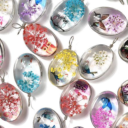 Transparent Glass Pendants GLAA-M048-07-1