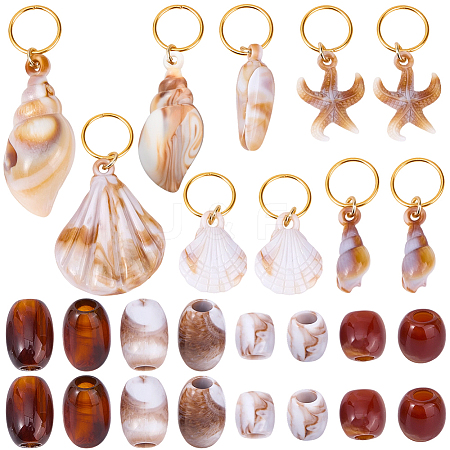 10Pcs Acrylic Braiding Hair Pendants Decoration Clips OHAR-BM0001-01-1