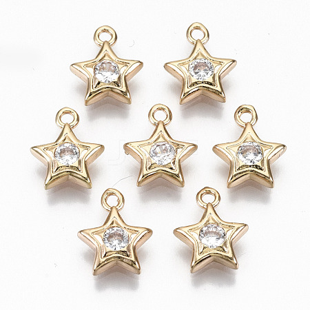 Brass Micro Pave Cubic Zirconia Charms KK-S359-022-RS-1
